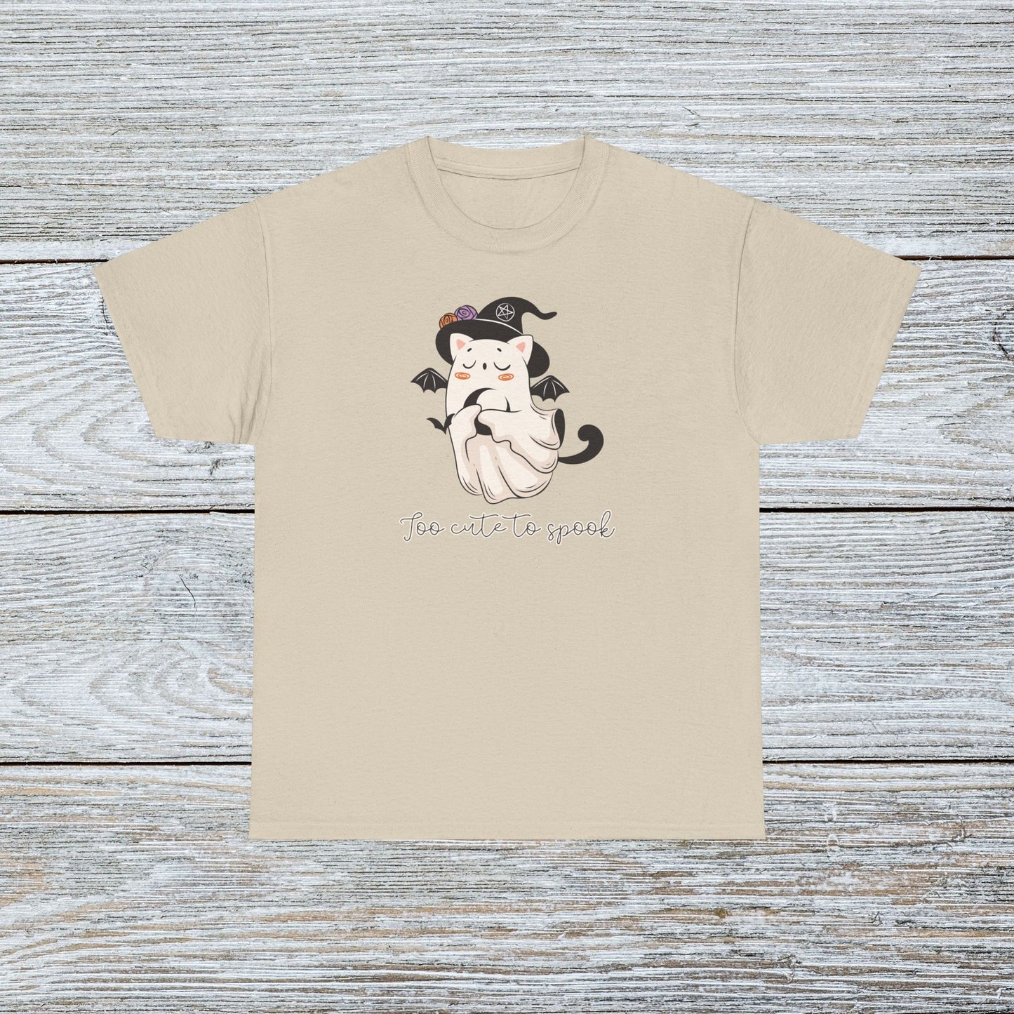 Funny Retro Witch Ghost Cat Halloween T-shirt - Too Cute To Spook