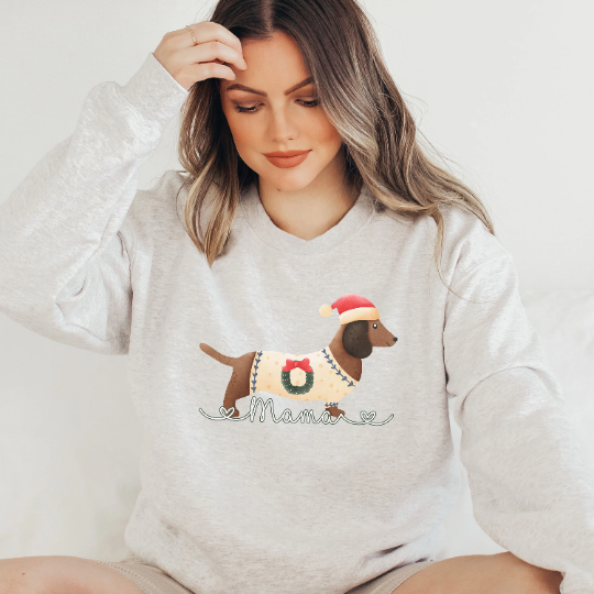 Cute Dachshund Mom Christmas Sweatshirt