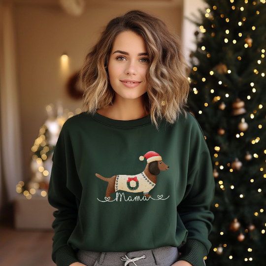 Cute Dachshund Mom Christmas Sweatshirt