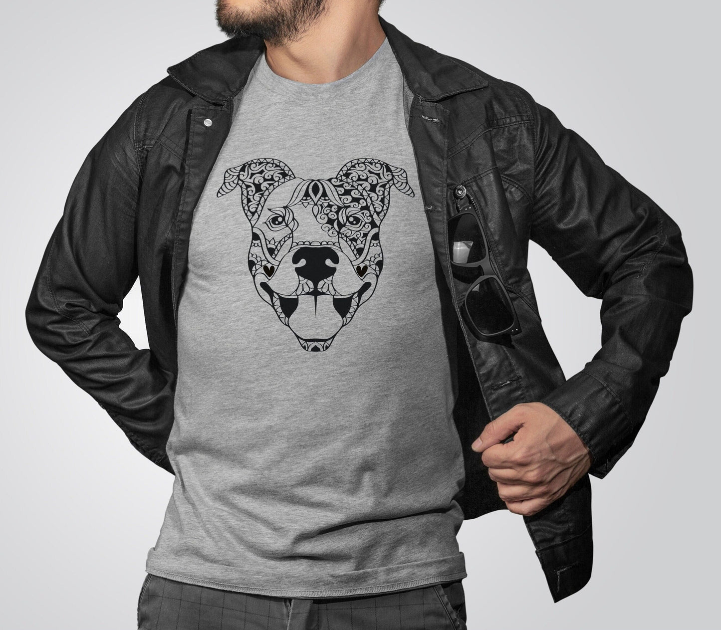 Unisex Abstract Mandala Style Staffordshire Bull Terrier T-shirt for Adults and Youths